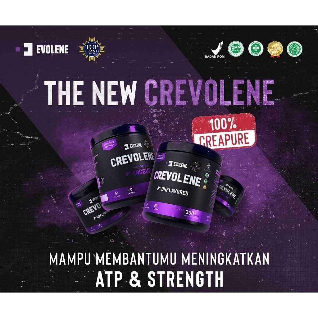 CREVOLENE 300 Gram Creatine Evolene CREAVOLENE BPOM Kreatin kretin Suplemen Fitness Whey Protein Evolene Whey isolene Original  GorillaSupplement