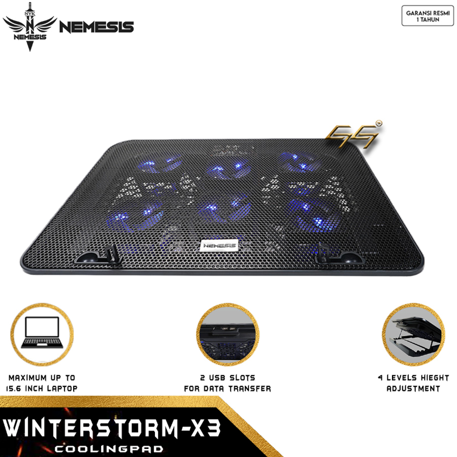 NYK Nemesis Winterstorm X3 X-3 X 3 Coolingpad Cooling Pad Laptop Fan