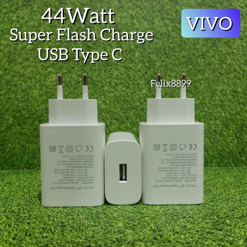 Charger Casan Vivo Y35 Y36 V23 V23e V25 V25e V27 V27e T1 Pro 5G Original 44W 66W 44 Watt Super Flash Charge USB Type C