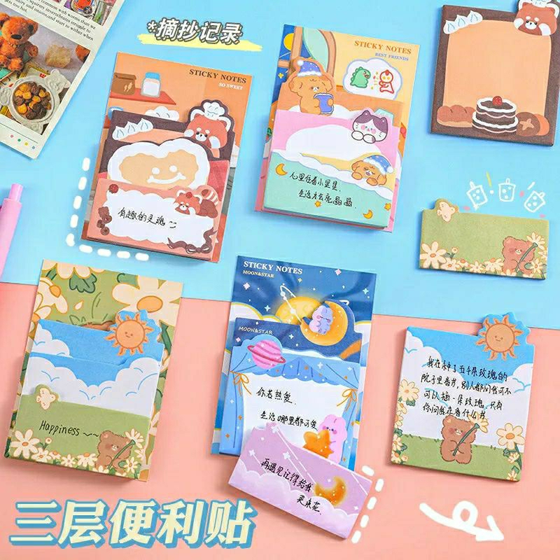 

MYUME.STORE || STICKY NOTE BERUANG 3 IN 1 MEMO PAPER NOTEPAD