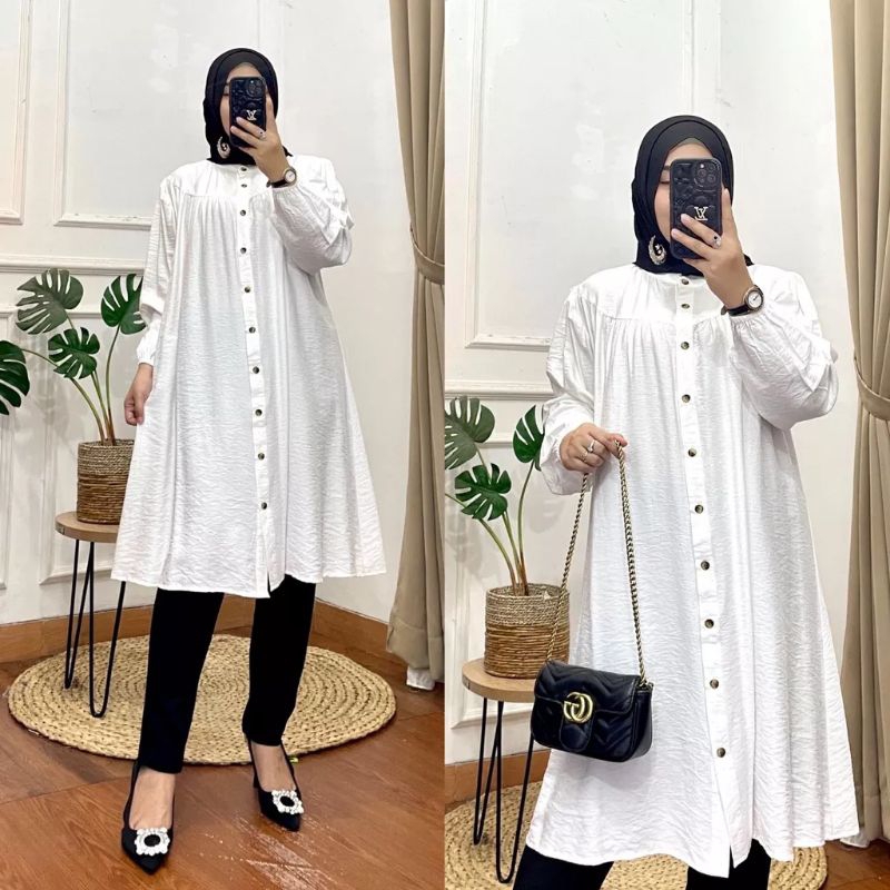 MOLA LONGDRES  OVERSIZE CRINKLE AIRFLOW BUSUI FUL KANCING WHUDU FRENDELY LD 110 CM PANJANG BAJU 105/ TUNIC  OVERZISE CRINKLE AIRFLOW RIEBOWN