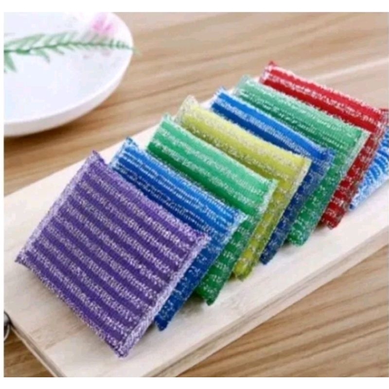 Sponge Cuci Piring Metalik Warna Warni Spon Sabut Jaring Dishwashing