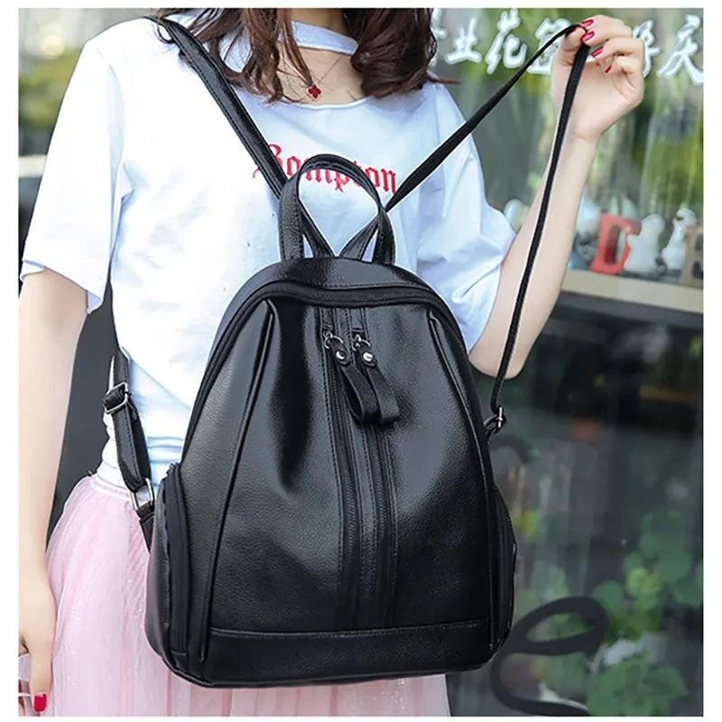 Tas RANSEL Wanita Kulit Asli KEREN Hitam Premium Leather / Tas Ransel Cewek