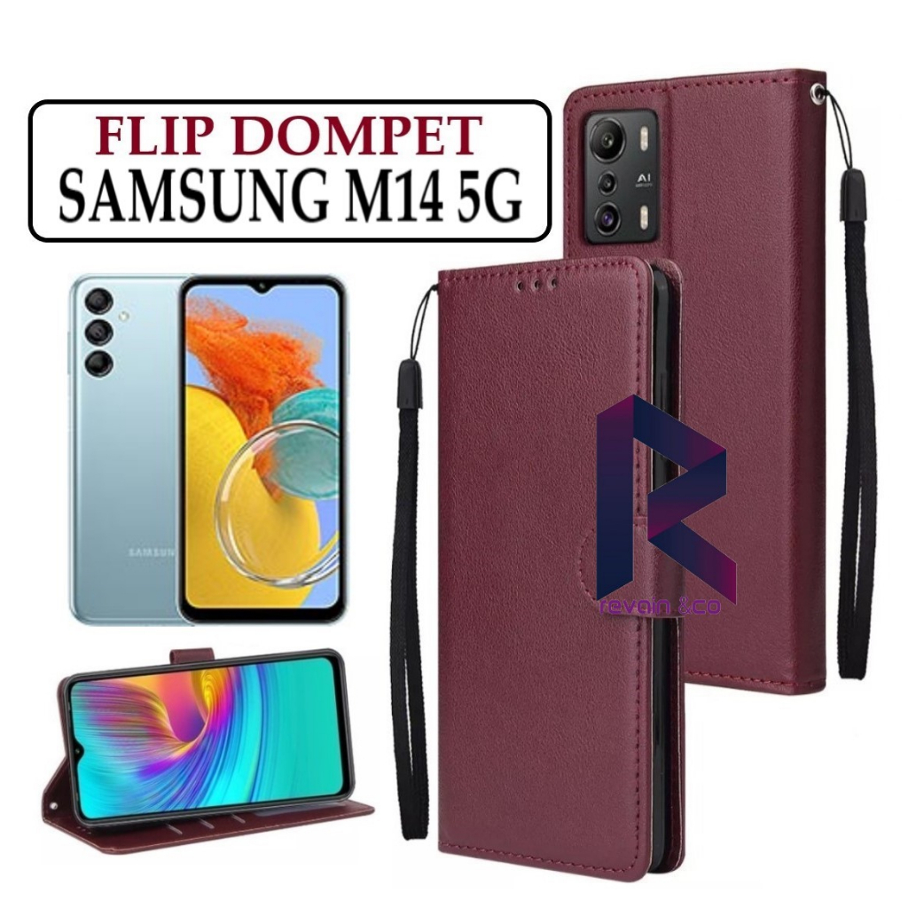 CASE SAMSUNG GALAXY M14 5G FLIP WALLET LEATHER KULIT PREMIUM SARUNG BUKA TUTUP KESING HP FLIP CASE SAMSUNG GALAXY M14 5G