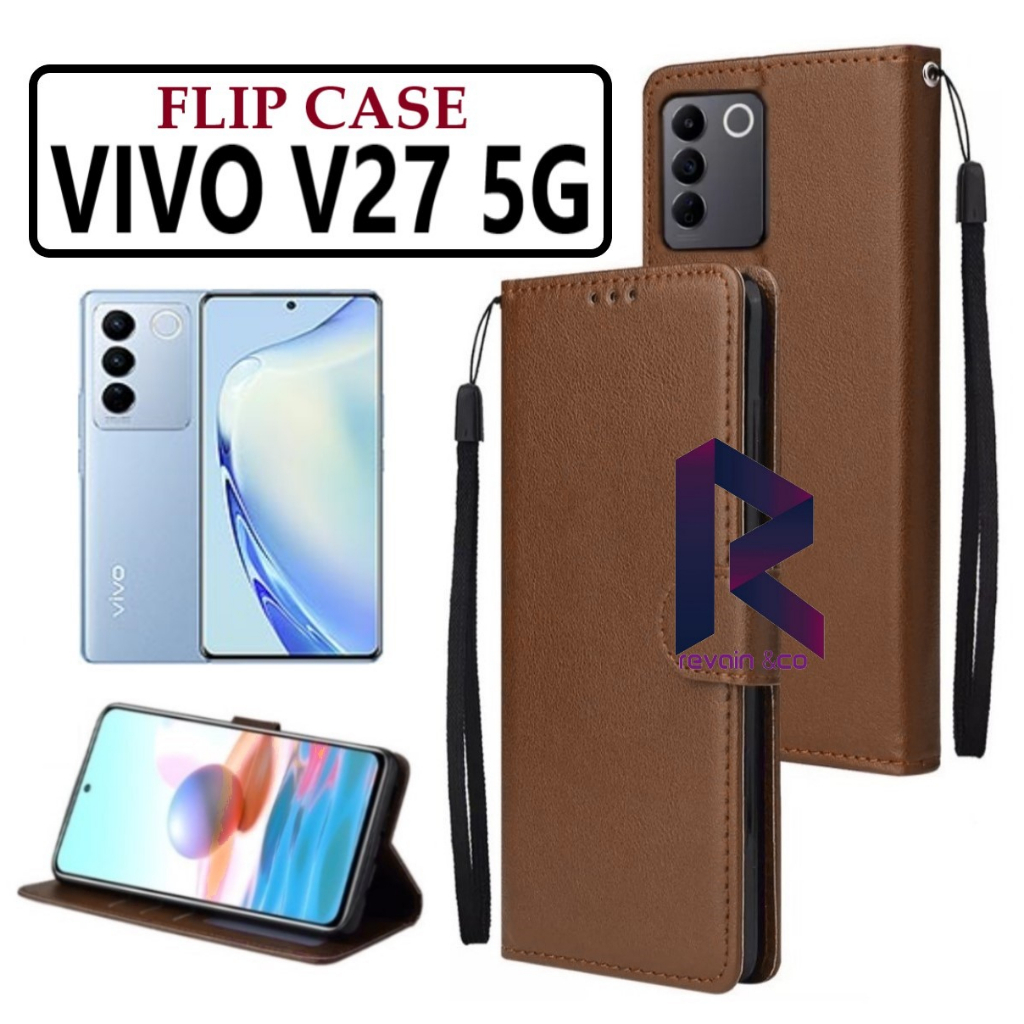 CASE VIVO V27 5G FLIP WALLET LEATHER KULIT PREMIUM SARUNG BUKA TUTUP KESING HP FLIP CASE VIVO V27 5G