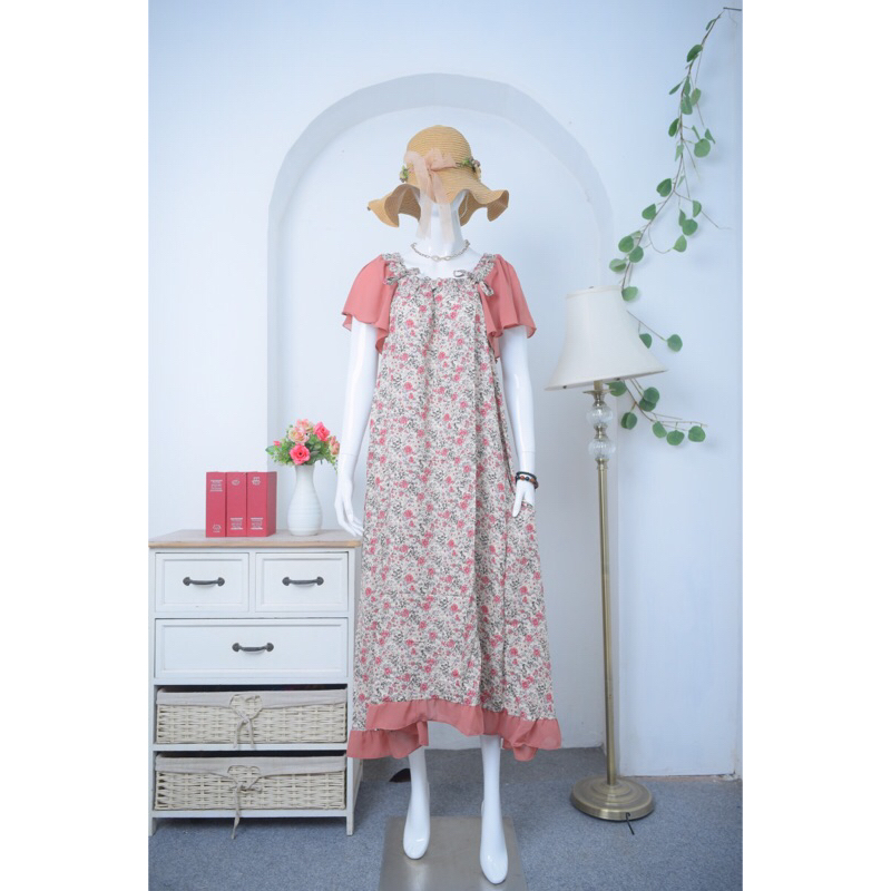 Sadiyah Flora Long Dress Daster Nyaman Bumil Busui Frendly
