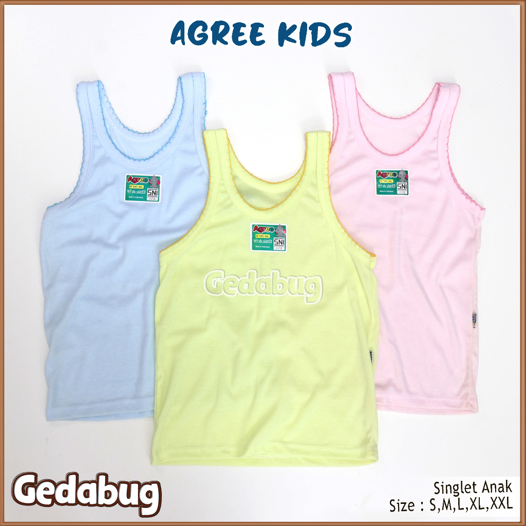 6 Pcs - Singlet Anak Agee Kids SF-040 Polos | Singlet anak polos warna | Gedabug