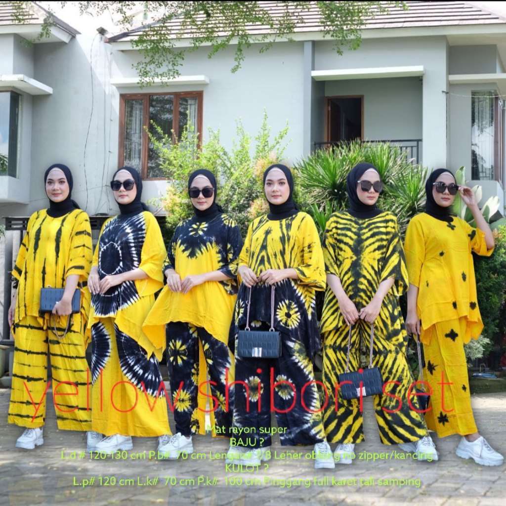 SETELAN WAKA HITAM KUNING ONE SET WAKAWAKA RAYON PREMIUN JUMBO TERBARU TERLARIS