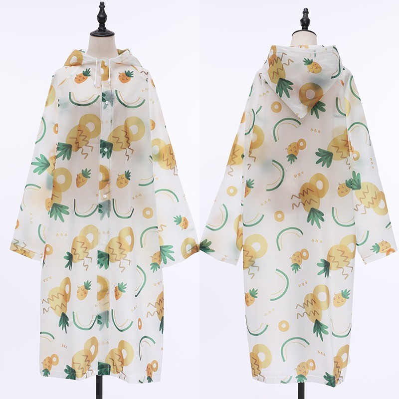 Luluaquatic Jas Hujan Wanita Unisex Terusan Motif Lemon Raincoat Transparan Travelling 862