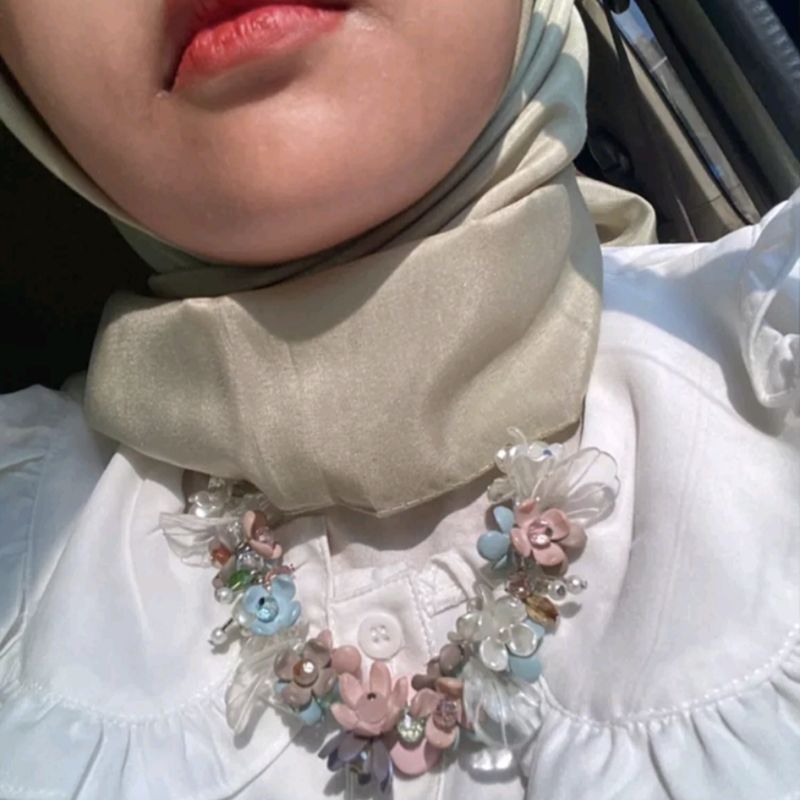 Kalung Hijab Mutiara Necklace Beads Kristal Premium Akesoris Hijab Pesta