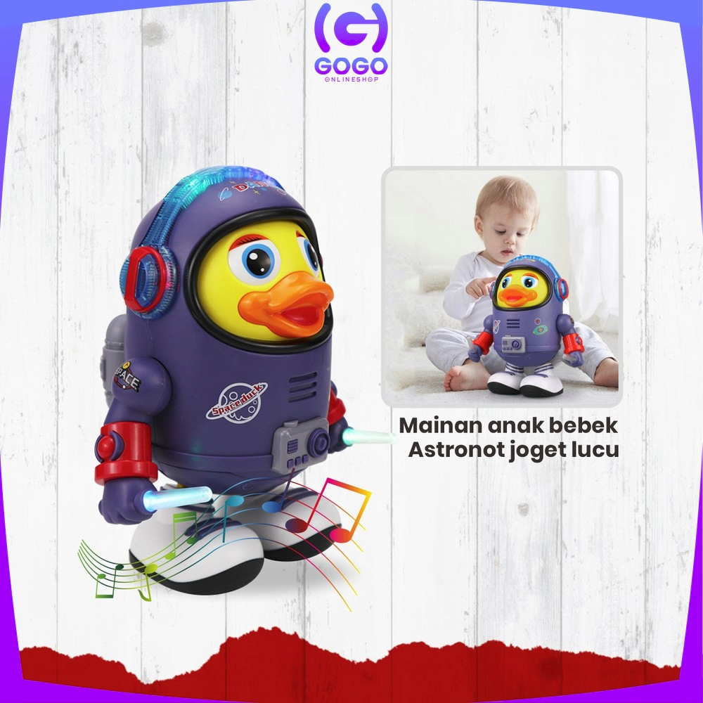 GOGO-M311 Mainan Anak Bebek Astronot Joget Robot Menari Ada Lampu + Musik / Dancing Robot Joget Space Duck Dance Kids / Mainan Bebek Luar Angkasa