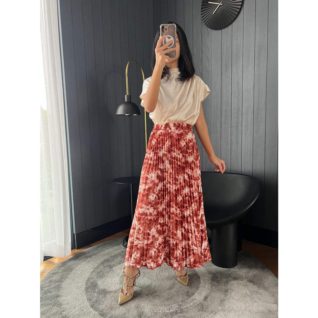 (4pt Awan) MBL Rok Plisket / Pleated Skirt / Motif Hyget Super Khusus Grosir Serian 4 Warna