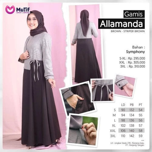 GAMIS MUTIF ALLAMANDA BROWN BAHAN KATUN