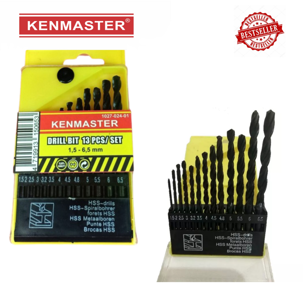 KENMASTER Mata Bor Besi Set 13 pcs HSS Original Drill Bit 1,5mm-6,5mm Murah ART