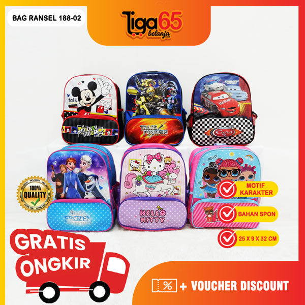 TAS RANSEL / Backpack / Tas Punggung / Ransel / Tas Anak / Karakter / Bag Ransel 188-02 12&quot; cartoon