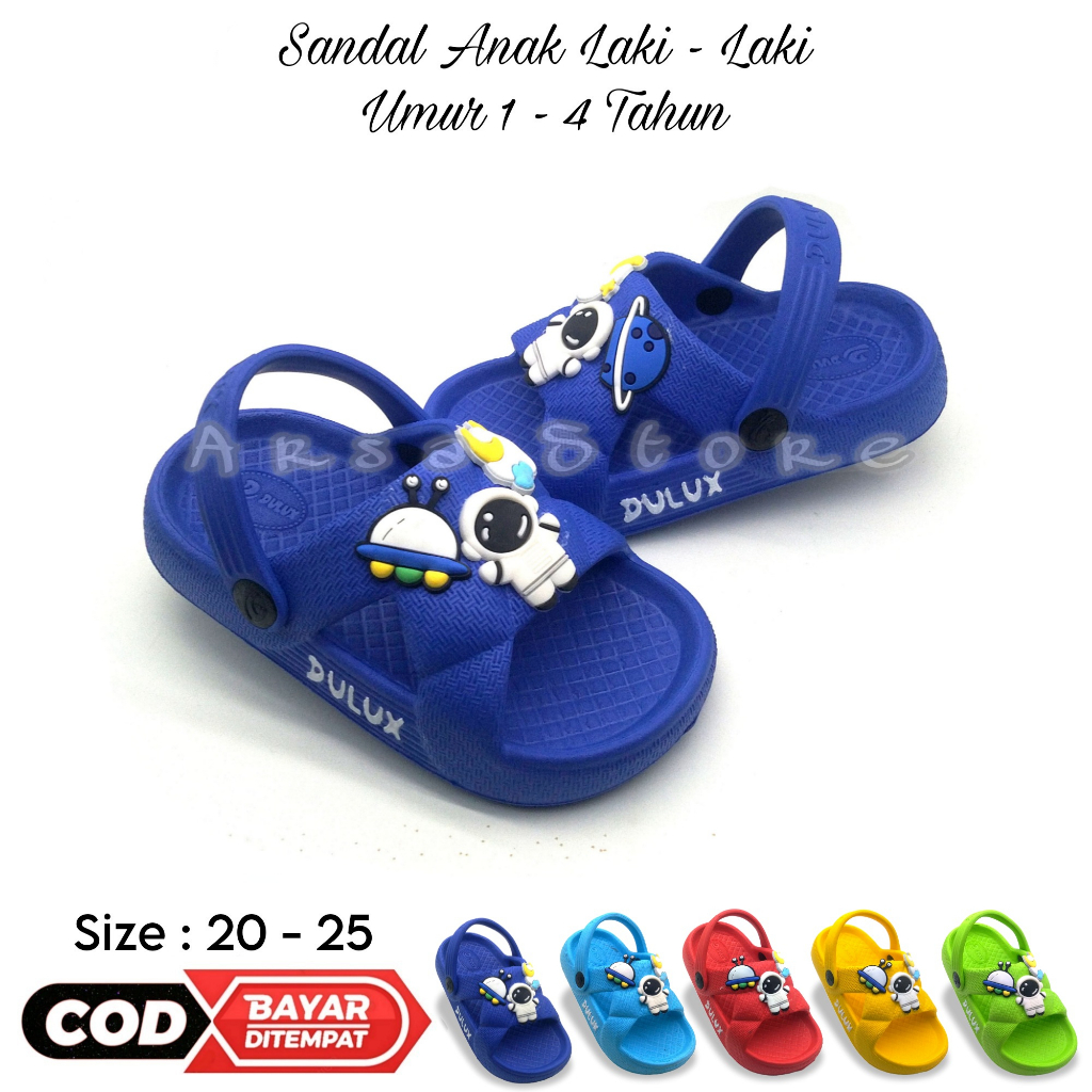 Sandal Selop Astronot Anak Laki Laki Terbaru Umur 1  - 4 Tahun / Sendal Lucu Anak Cowok Karakter Tali Belakang