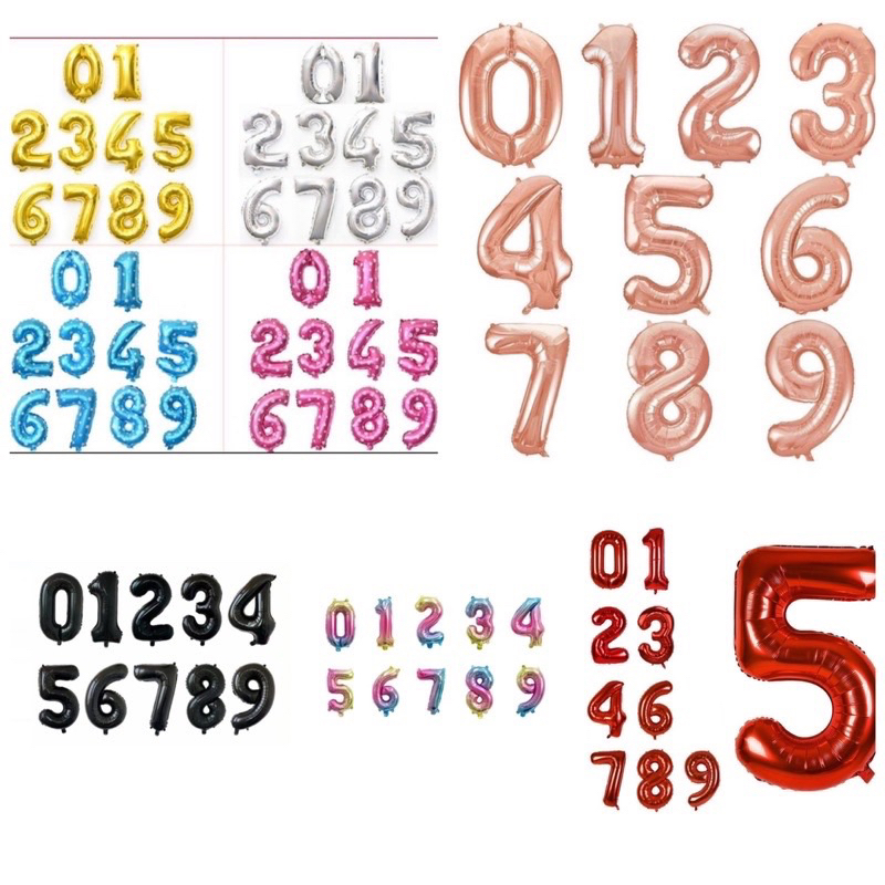 balon foil angka uk 45cm/balon angka/balon ulang tahun