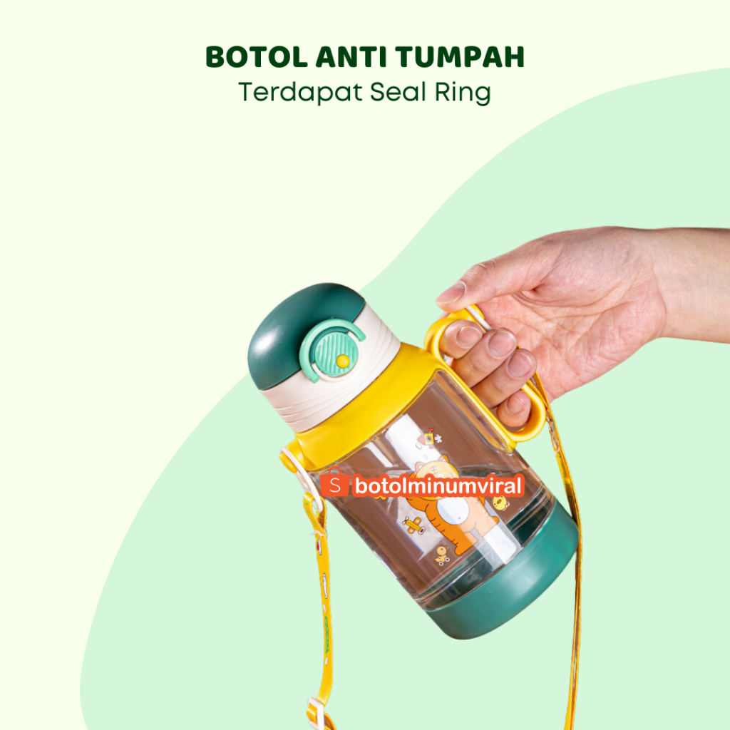 Botol Minum Anak dengan Sedotan dan Gagang 500ml BPA FREE FOOD GRADE Premium