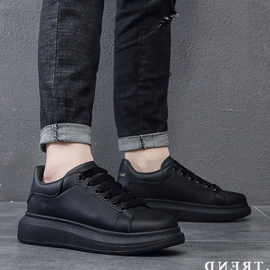 AVANCEID KOLEKSI ALLBLACK SIZE 36-44 Sepatu Sneakers Wanita Sekolah Kerja Hitam Import