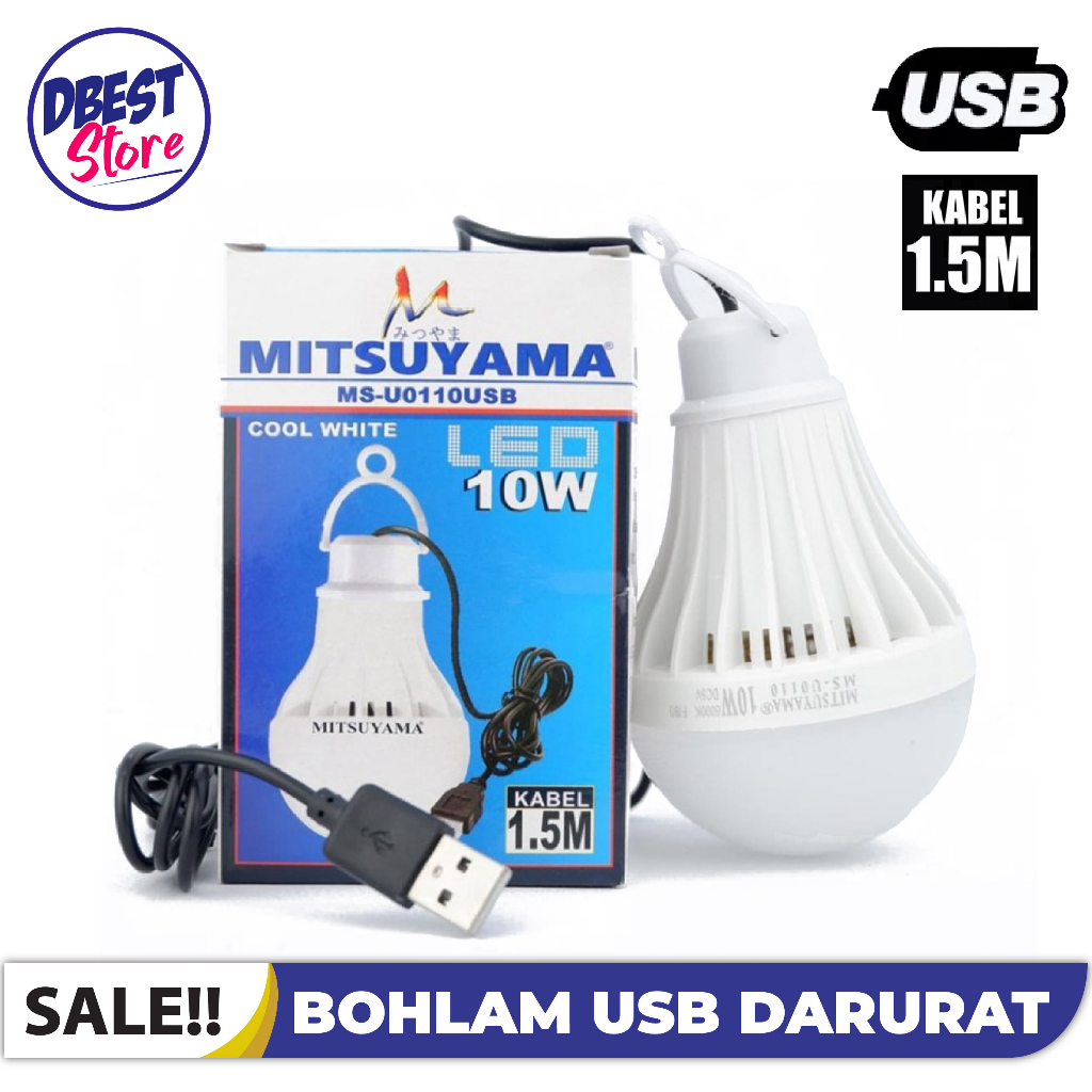 Lampu Bohlam LED USB Emergency Mitsuyama Terang Tahan Lama