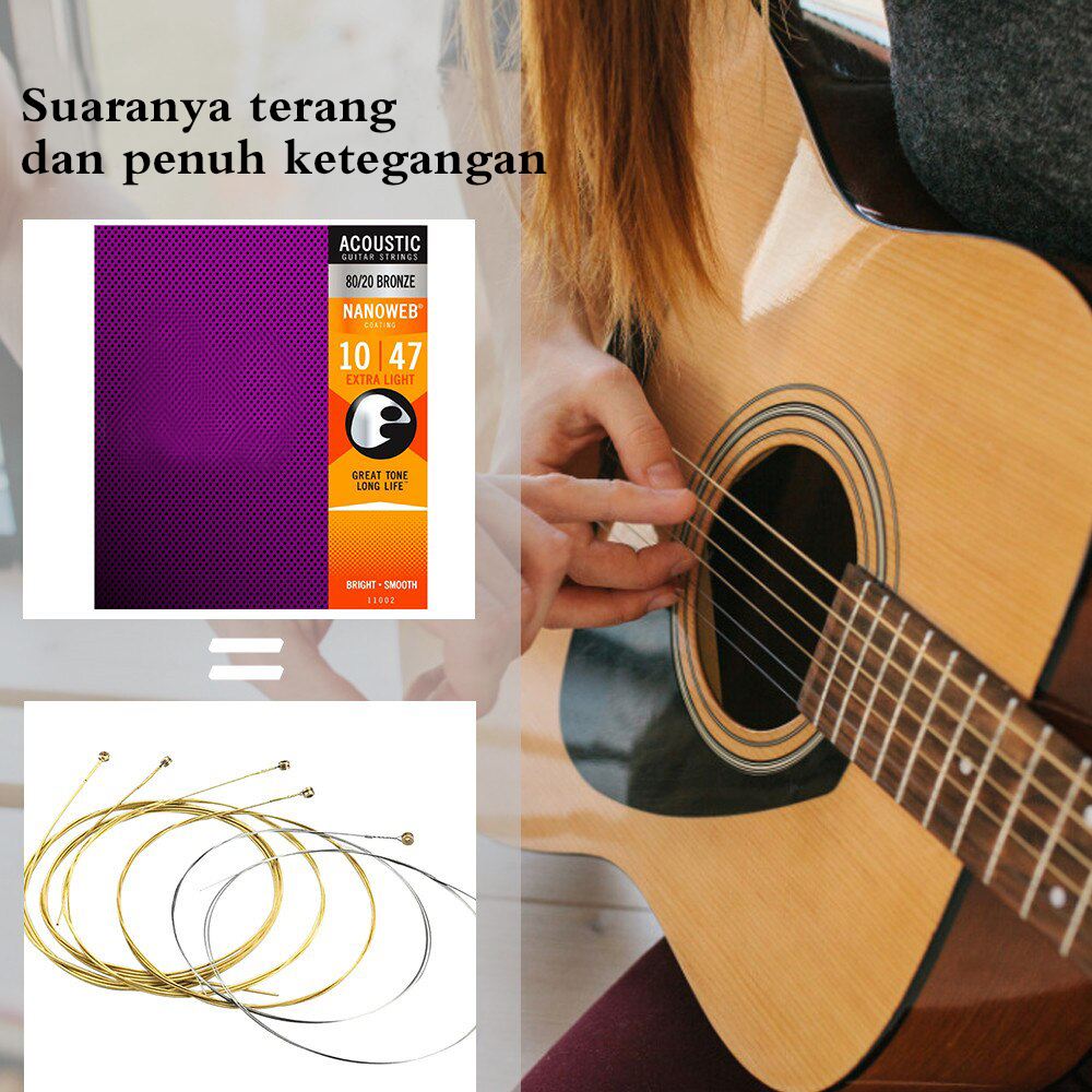 Senar Gitar Akustik Nanoweb 010/011 Coating Phosphor Bronze 1 Set guitar string acoustic