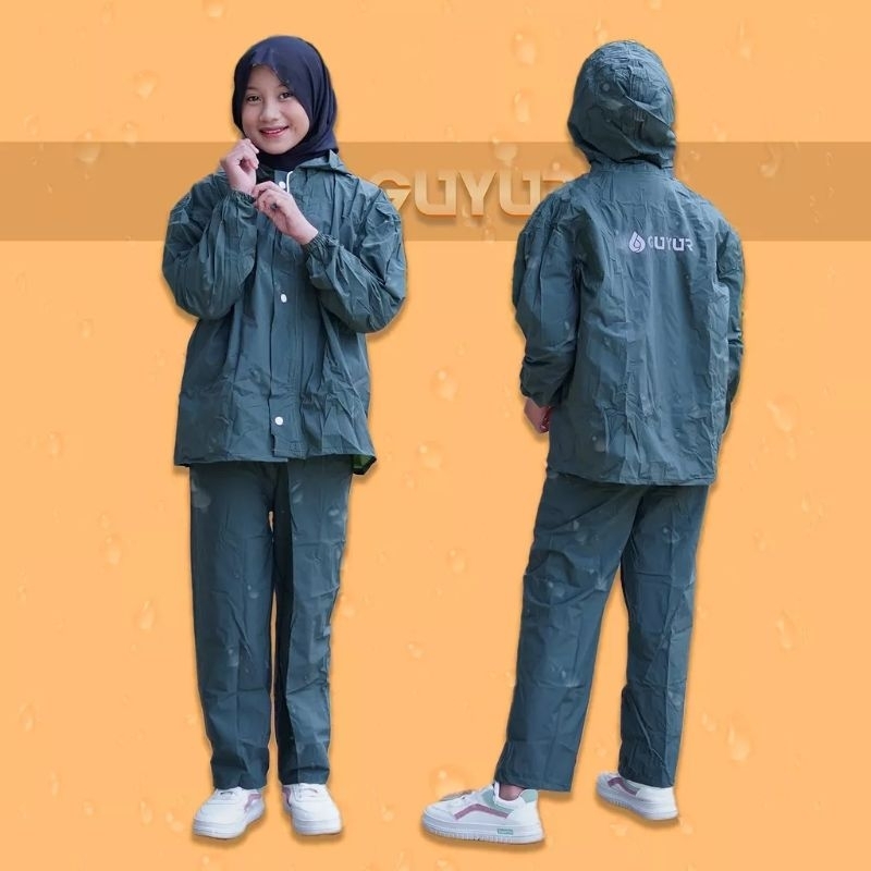 Jas Hujan RAINCOAT Pria Wanita Anti Rembes Bahan Tebal Elastis