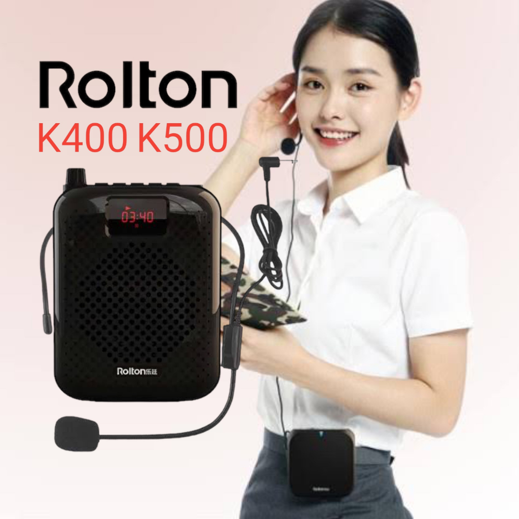 Rolton K400 K500 Speaker Megaphone Mikrofon Mini Penguat Suara 5W Multifungsi Speaker Suara Pribadi Portabel Tampilan Kabel Audio Pidato Guru
