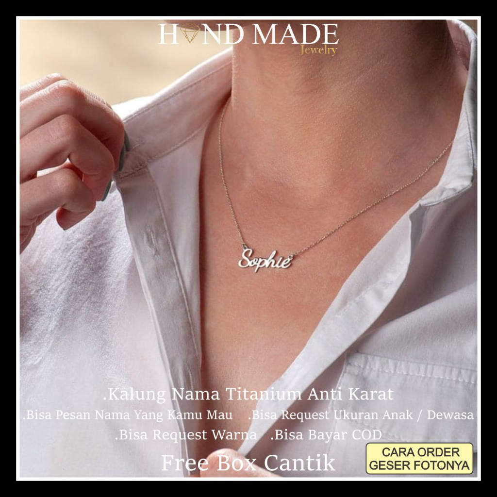 kalung nama titanium anti karat anak dewasa kalungnama aksesoris wanita necklace titanium aksesoris fashion