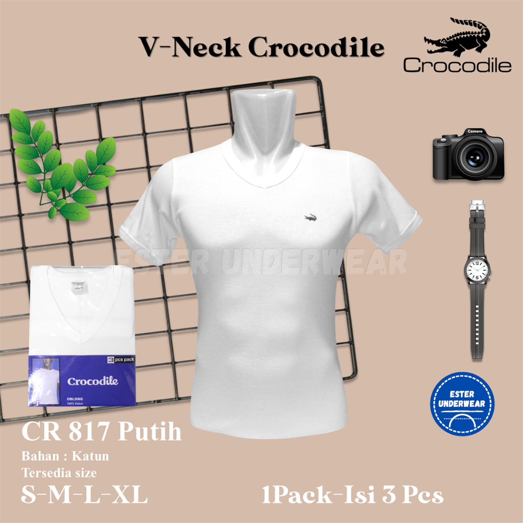 Kaos Oblong Pria Crocodile CR 817 Putih ISI-3 PCS