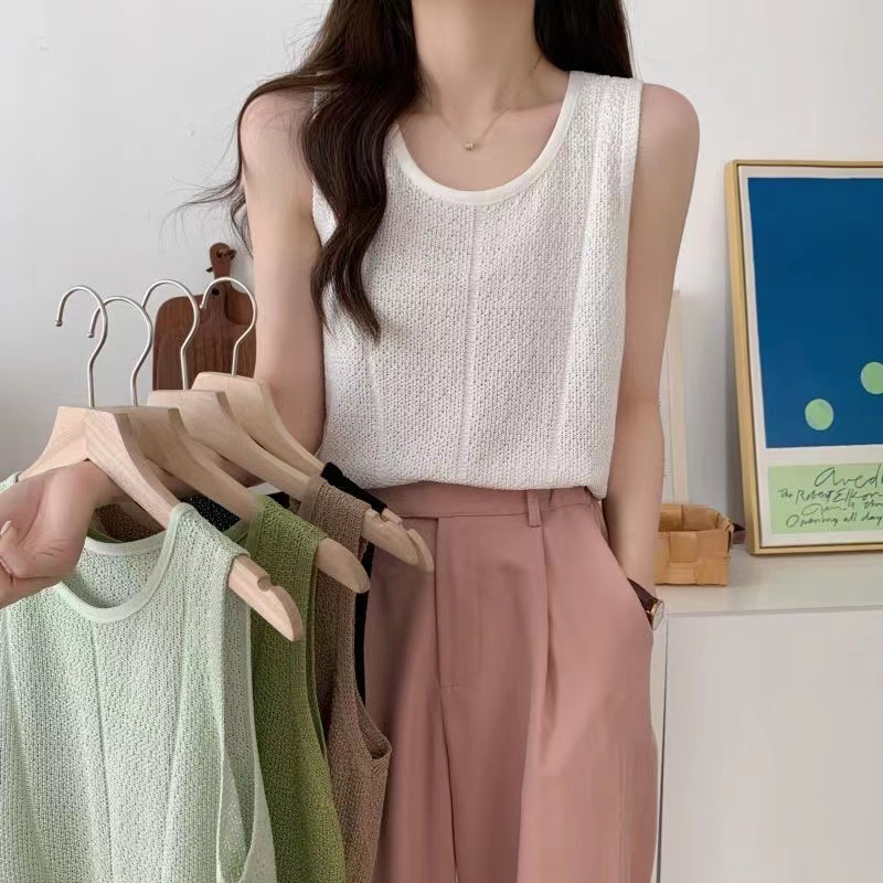 Khalida Summer Crop TankTop - Knit Korean Style - Atasan Wanita Rajut Import TM - (M2707)