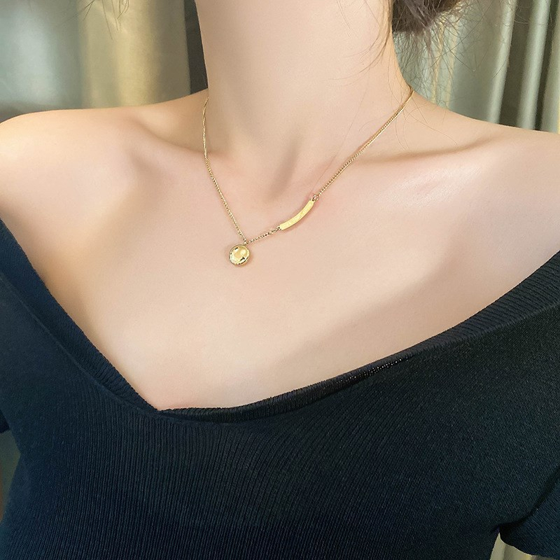 AZ273 【COD】Kalung Wanita Titanium Lapis Emas Untuk Perhiasan Wanita Fashion Clavicular Anti Karat