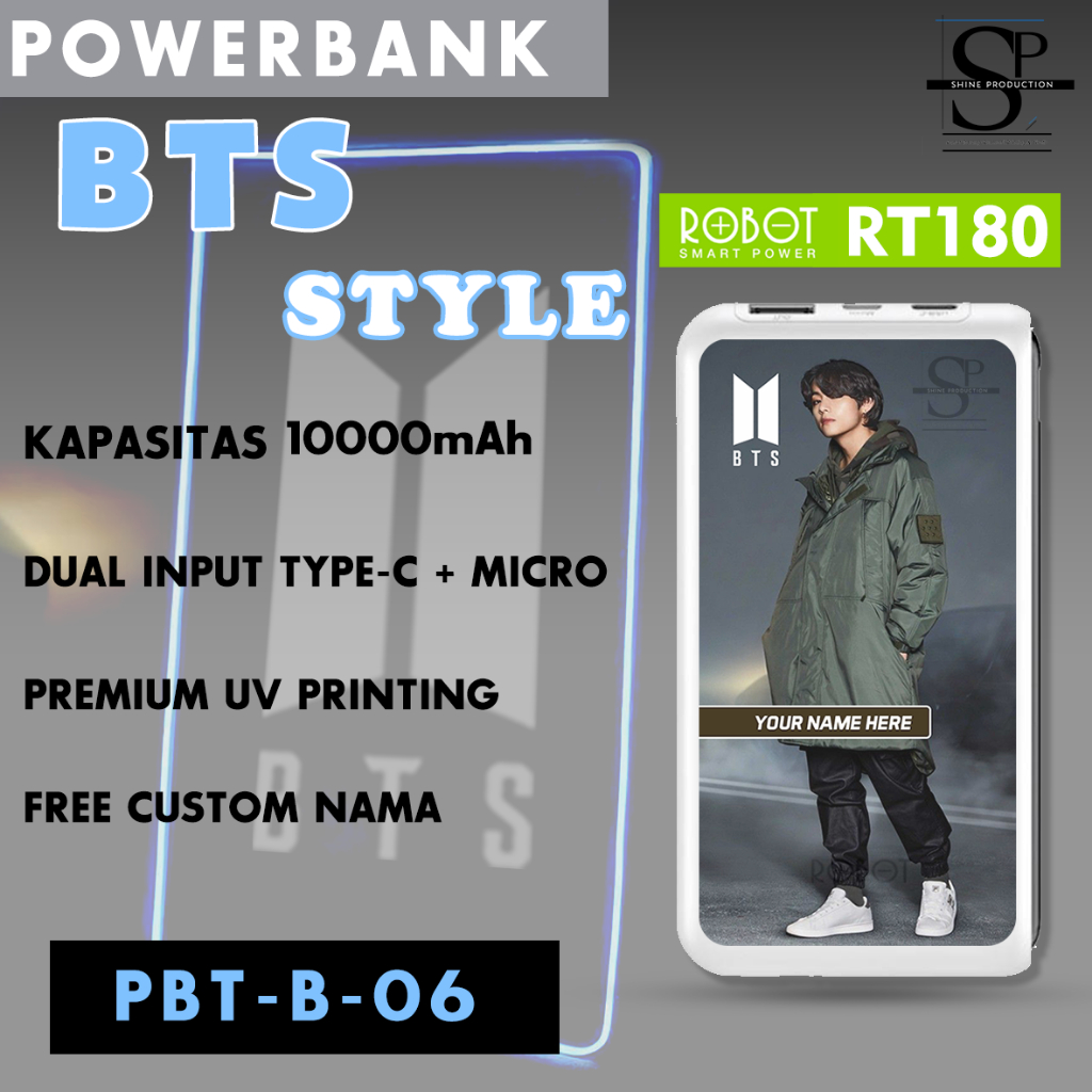 Powerbank BTS Powerbank Robot RT180 10000mAh Real Capacity