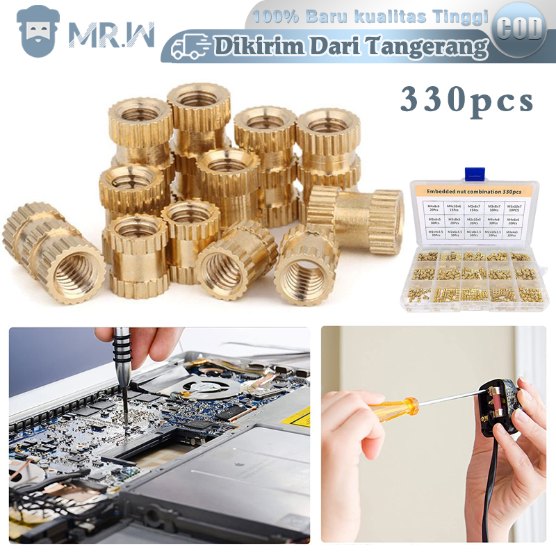 Thread Knurl Insert Nut 300pcs Insert Nut Mur Tanam Bahan Kuningan Insert Knurled Nuts M2 M3 M4 M5