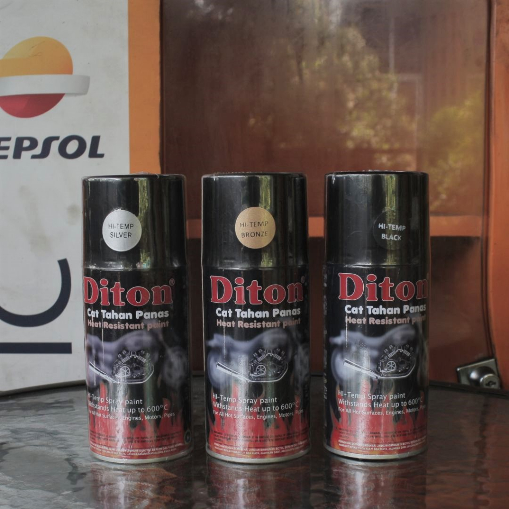 Pilok / Pilox Diton Premium HI-TEMP SILVER, HI-TEMP BLACK & HI-TEMP BRONZE Tahan Panas Cat Semprot