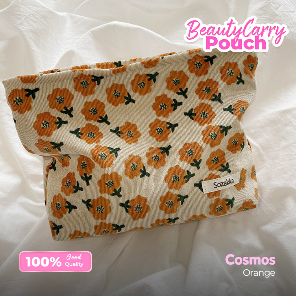 Secret Lashes Cosmos Orange Pouch Make Up Aesthetic Tas Kosmetik Travel Besar Bag Wadah Bedak Tempat