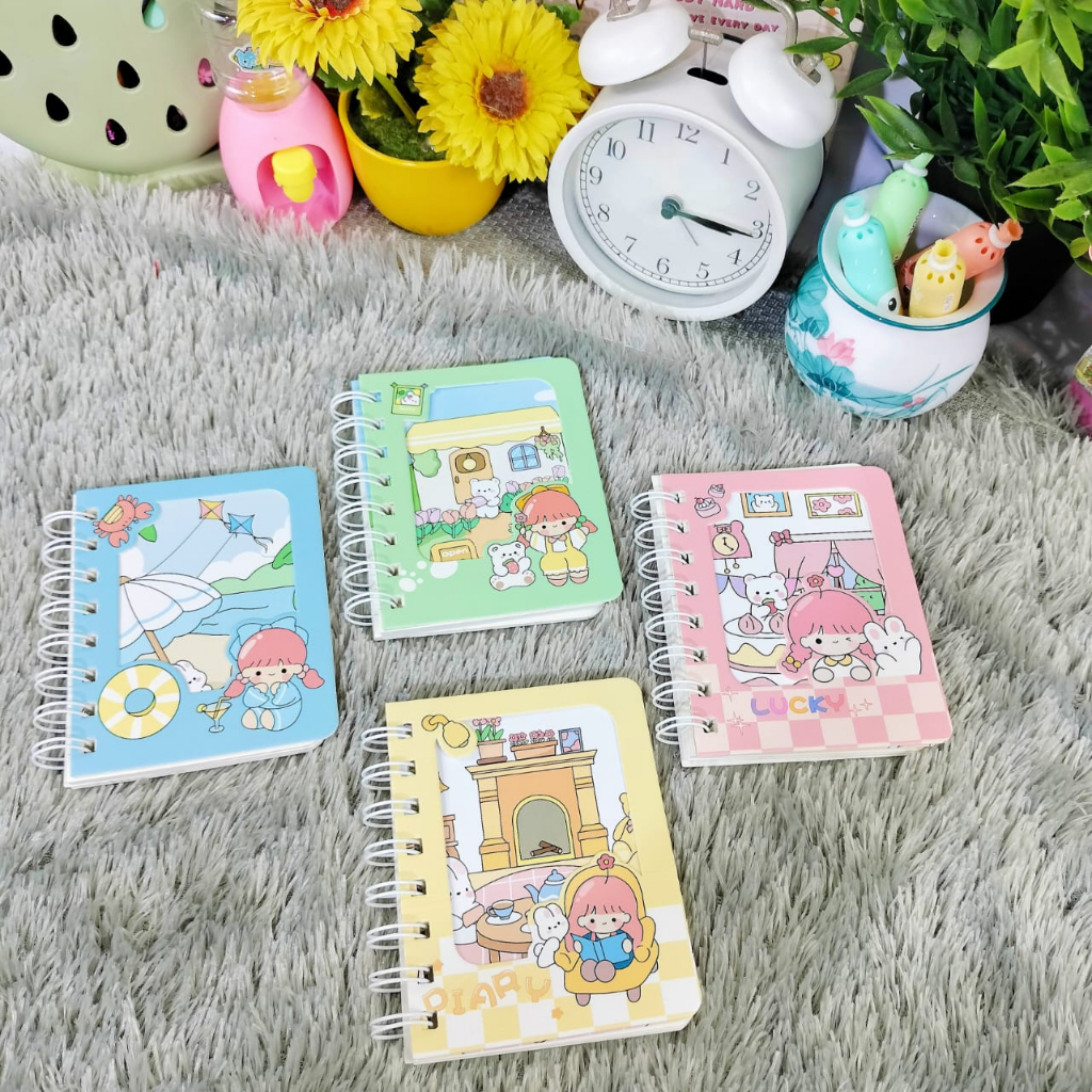 Notebook Buku Diary Spiral Cute model Little Girl ukuran A6 isi 100lbr / Buku Tulis Spiral ukuran kecil alat tulis sekolah anak best quality Harga termurah Bisa COD