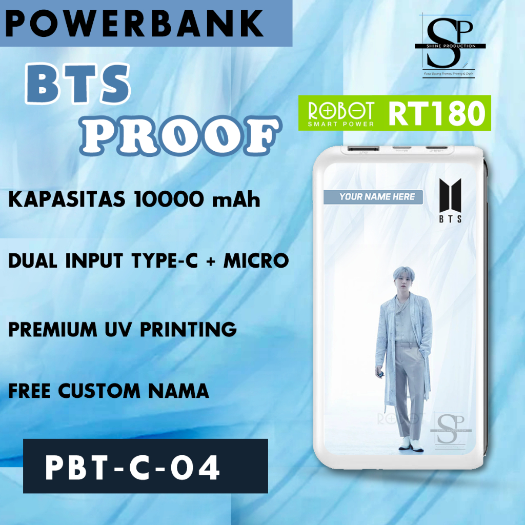 Powerbank Personil BTS Custom Nama Powerbank ROBOT RT180