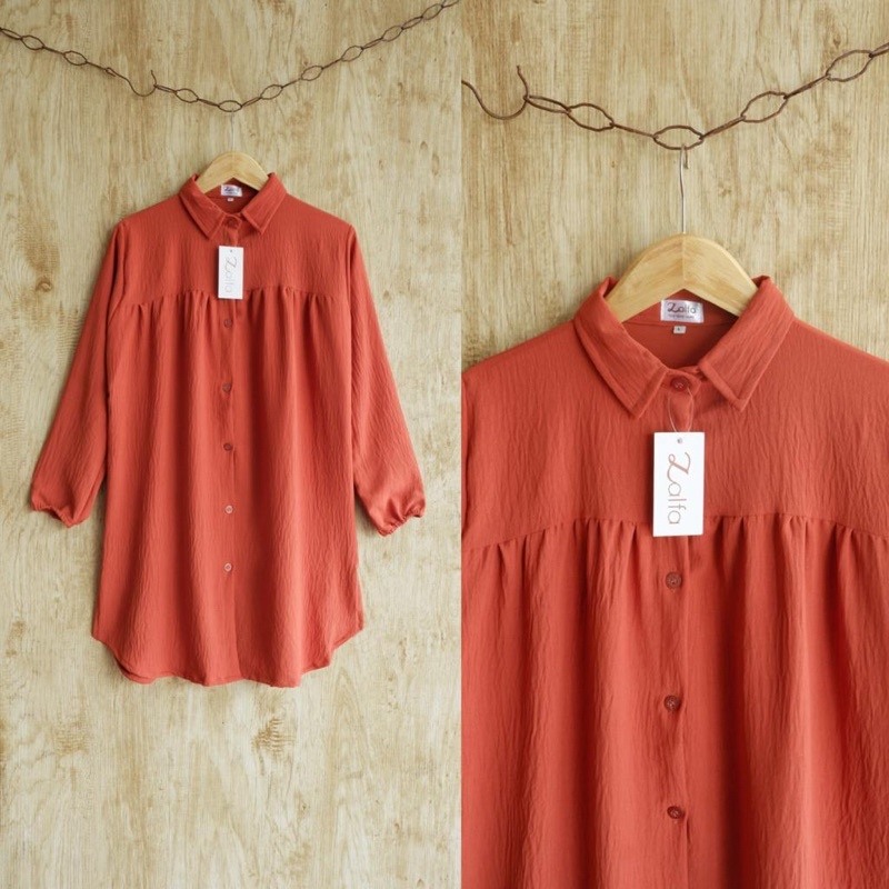 [COD] Shazfa.apparel - Pakaian Baju Wanita Muslim Terhits Alisya Tunik Bahan Crinkle By Zalfa Outfit