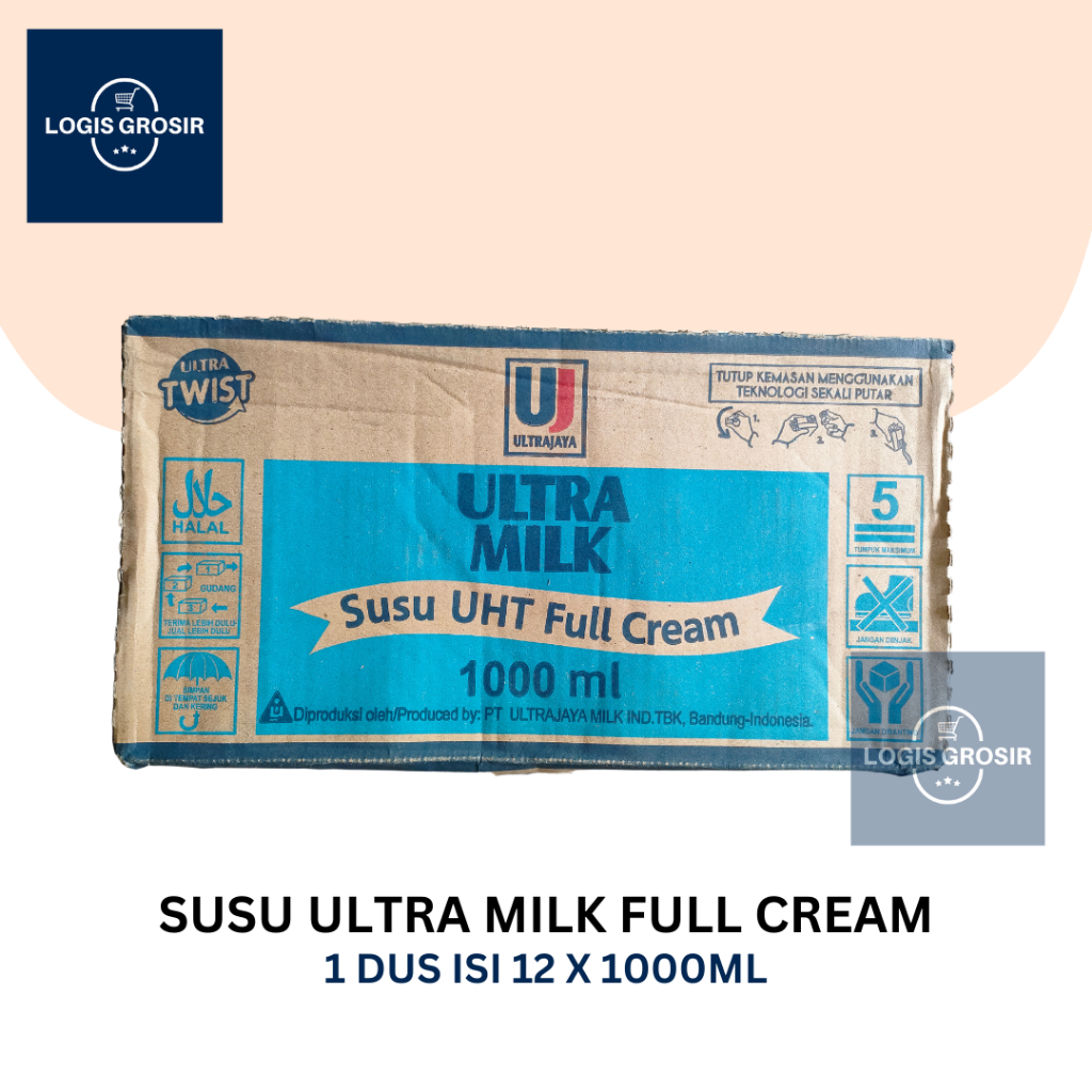 Susu Ultra UHT Full Cream 1000 ml 1 karton / Susu Ultra 1L 1 Liter