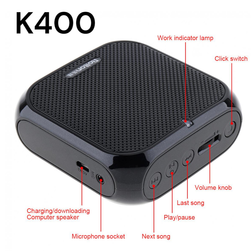 Rolton K400 K500 Speaker Megaphone Mikrofon Mini Penguat Suara 5W Multifungsi Speaker Suara Pribadi Portabel Tampilan Kabel Audio Pidato Guru
