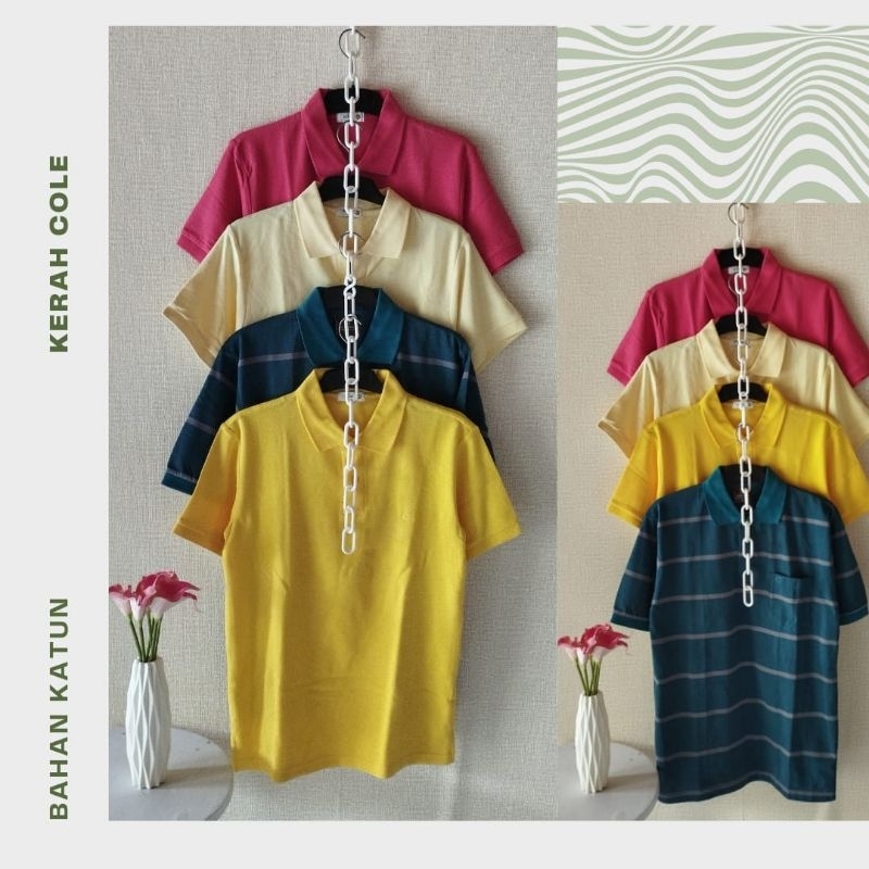 Kaos Kerah Cole dan Nevada Kaos Pria Baju Lengan Pendek Kancing Separuh