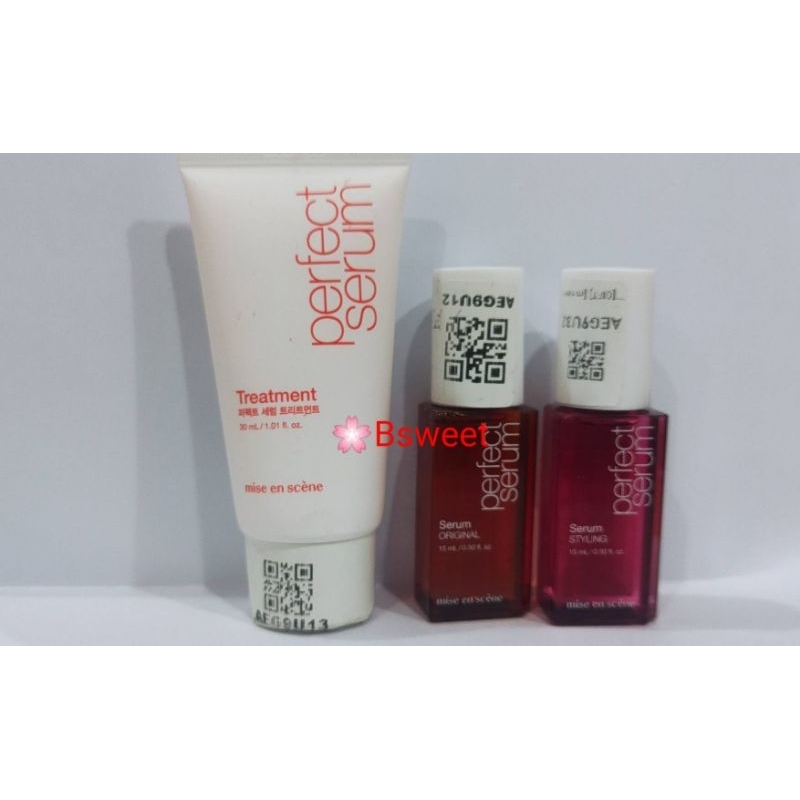 mise en scene PERFECT SERUM TREATMENT  CONDITIONER/ SERUM ORIGINAL/ SERUM STYLING MINI