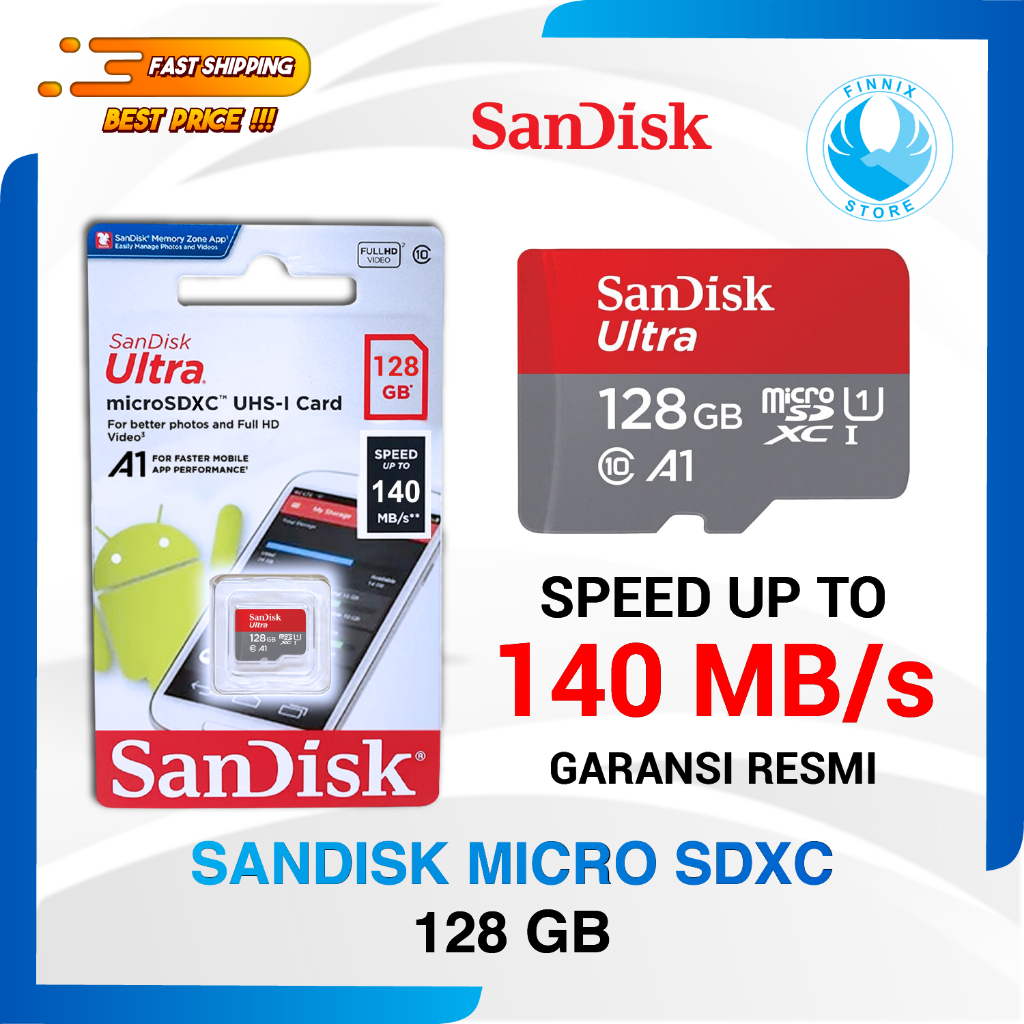 SanDisk A1 Ultra MicroSDXC 128GB 100MB/s Class 10 - Kartu Memori MicroSD