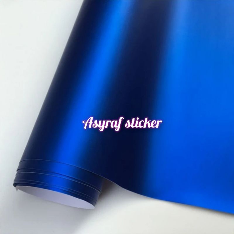 Stiker skotlet motor skotlet krom Satin Matte warna biru tua krom doff