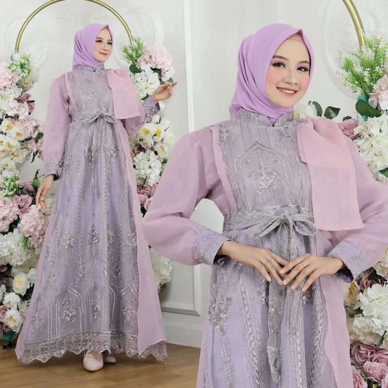 MAXY MELINDA, ORGANZA VELVET, GAMIS HIJAB MUSLIM, MAXY DRESS