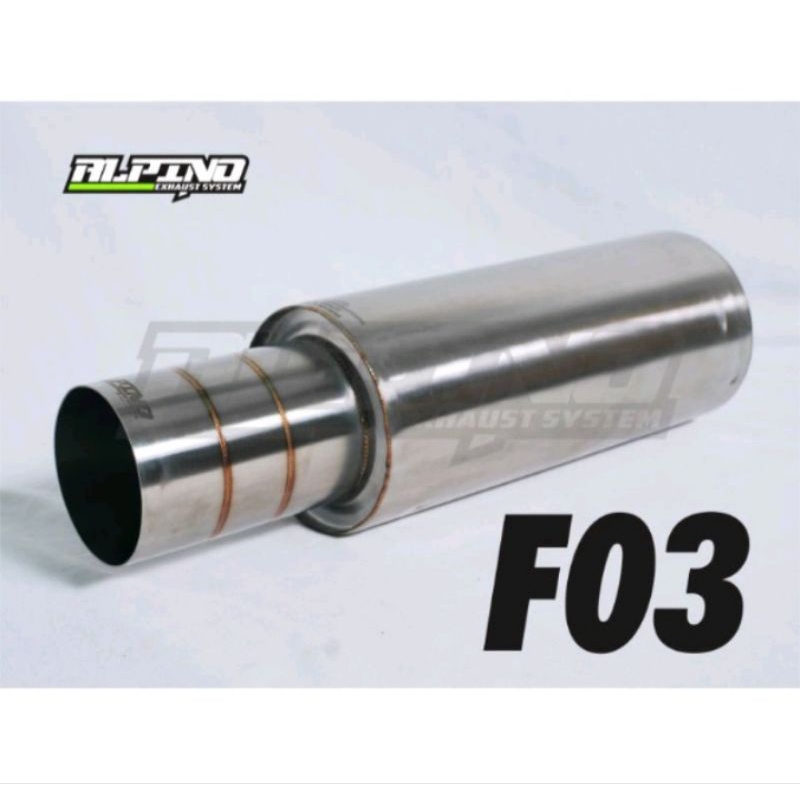 Knalpot ALpino exhaust  F03 polos besar  untuk semua mobil jazz,brio,mobilio,vios,yaris,avanza,xania