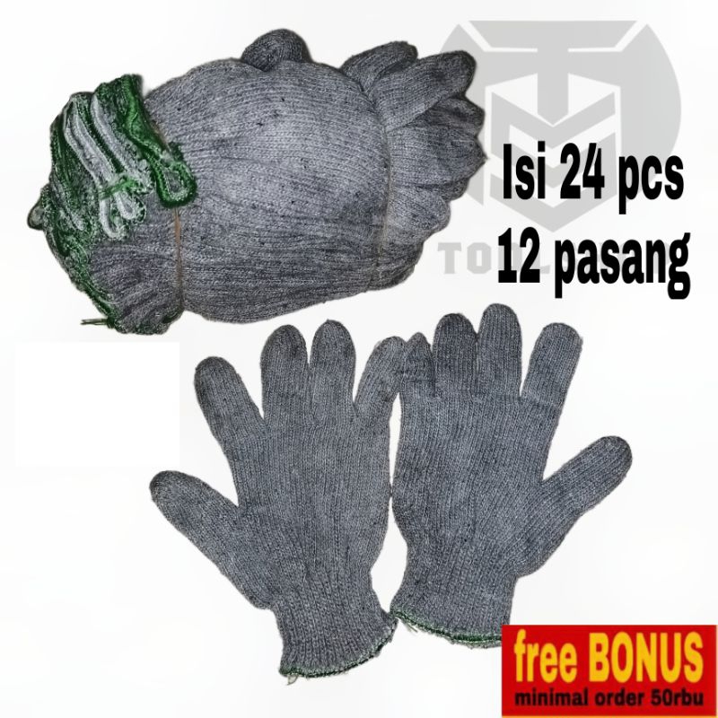 Sarung Tangan Kerja Abu Isi 24 Pcs / 12 Pasang