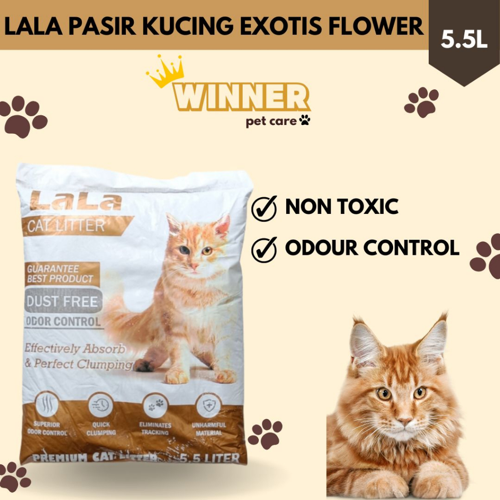 LALA Pasir Kucing Cat Litter Wangi Exotis Flower 5.5 Liter