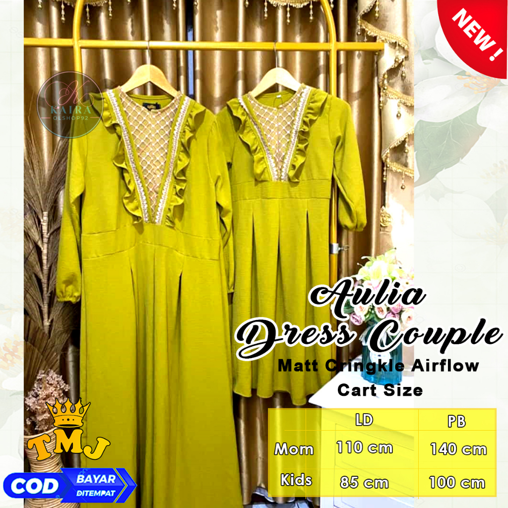 Aulia Dress Gamis Couple Set ibu dan Anak Terpisah Matt Cringkle busui Friendly bisa COD