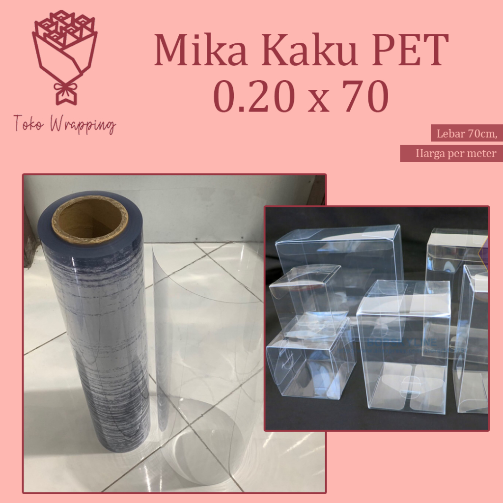 

Plastik Mika Kaku PET Bening [0.20mm x 70cm] untuk Tutup Seserahan / Hantaran Pernikahan Meteran PET Rigid Roll